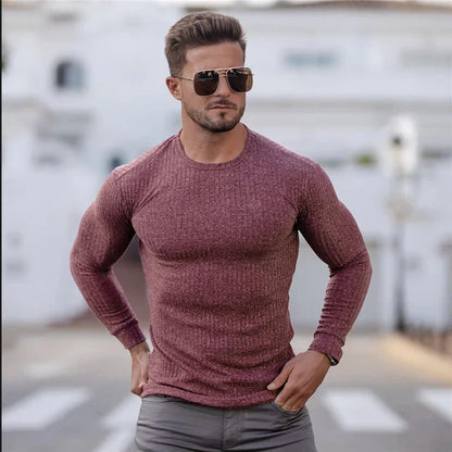 Men's Slim Fit Sweater With Stretch Cotton Blend For Everyday Activities And Casual Evenings