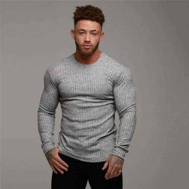Men's Slim Fit Sweater With Stretch Cotton Blend For Everyday Activities And Casual Evenings