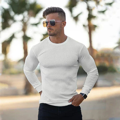 Men's Slim Fit Sweater With Stretch Cotton Blend For Everyday Activities And Casual Evenings