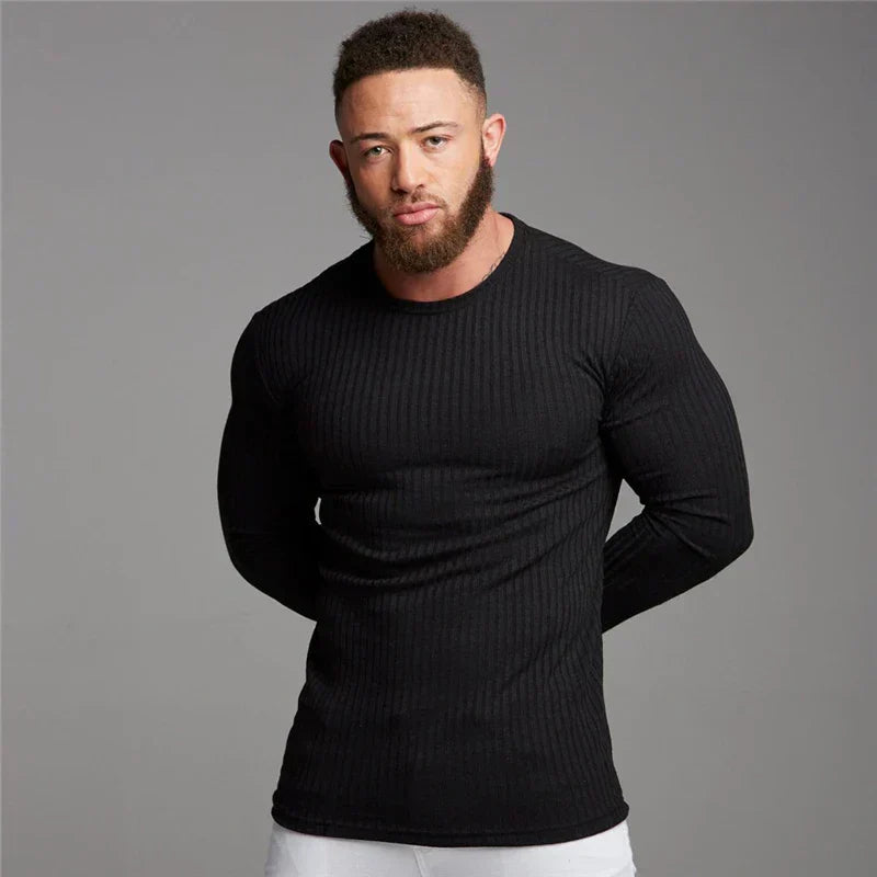 Men's Slim Fit Sweater With Stretch Cotton Blend For Everyday Activities And Casual Evenings