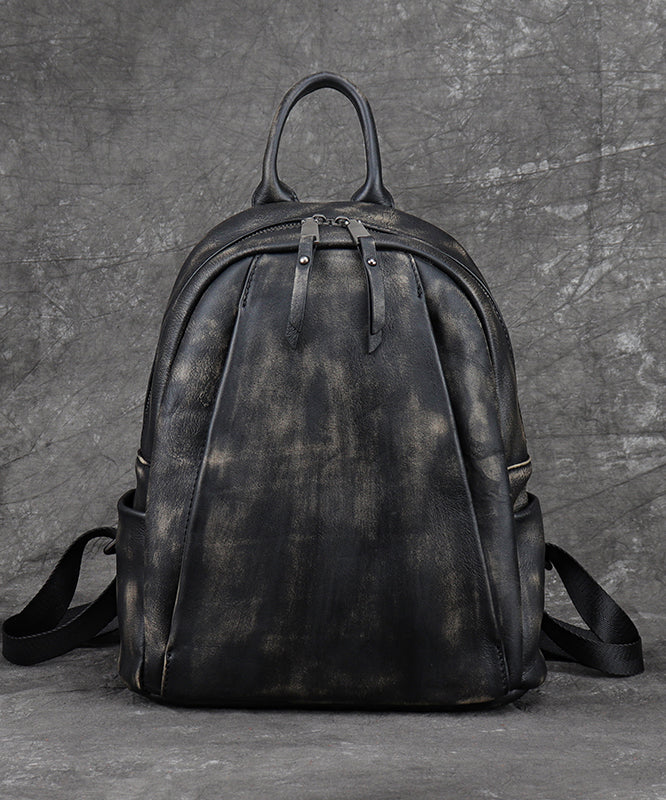 Nouveau sac à dos polyvalent en cuir de veau noir de grande capacité - TrendAura