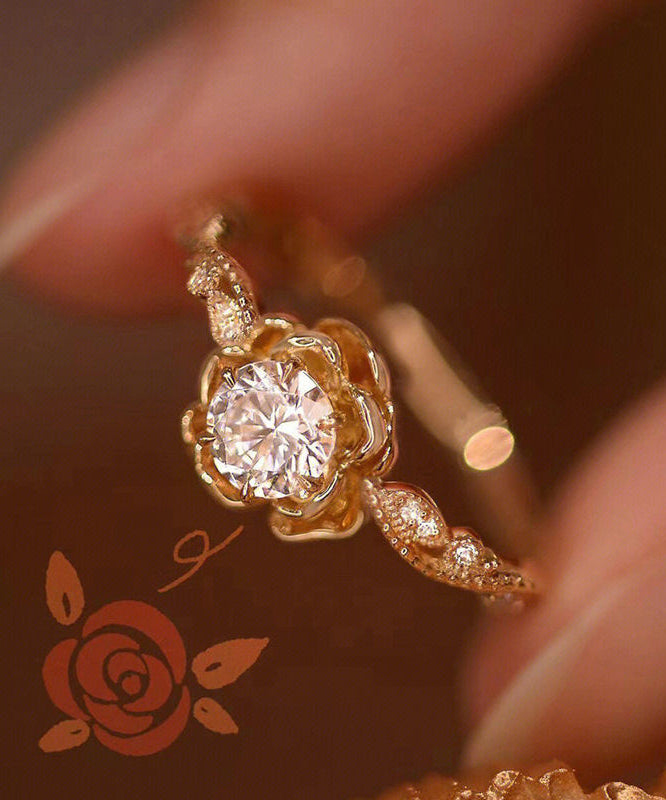 Nouvelles bagues en alliage d'or avec pierres précieuses incrustées de zircons roses - TrendAura