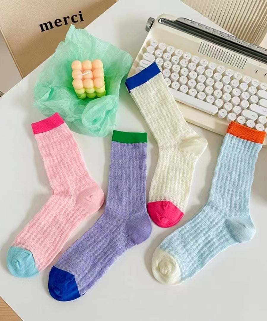 Nouvelles chaussettes mi-mollet respirantes ajourées en maille - TrendAura