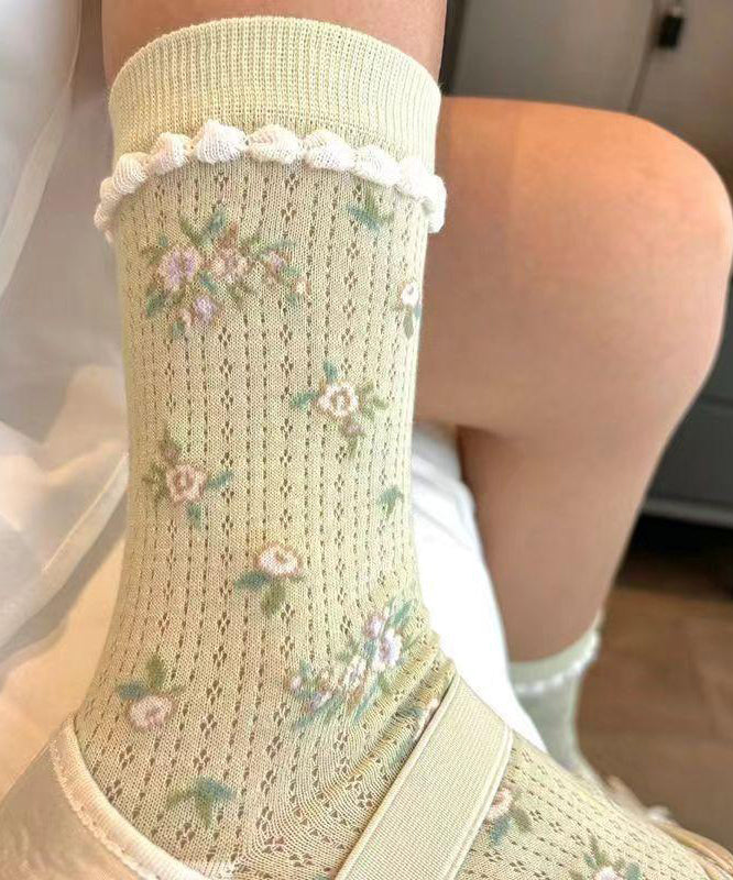 Nouvelles chaussettes mi-mollet en maille de coton jacquard pour l'été - TrendAura