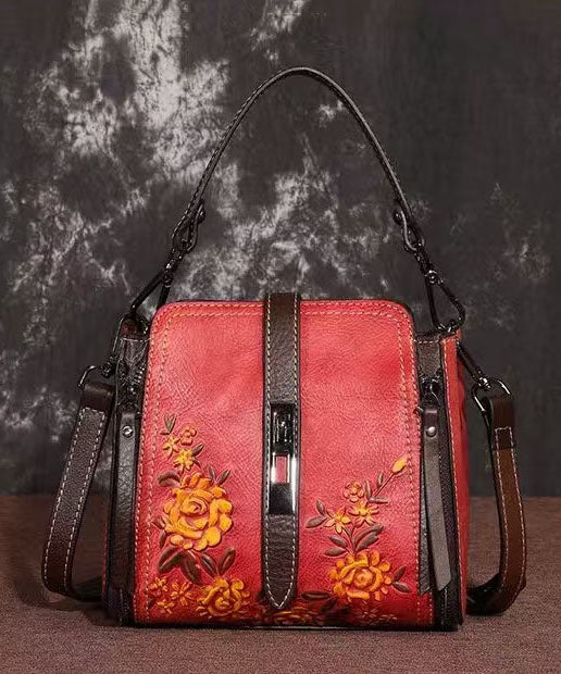 Nouveau sac à bandoulière polyvalent en cuir de veau rouge gaufré - TrendAura