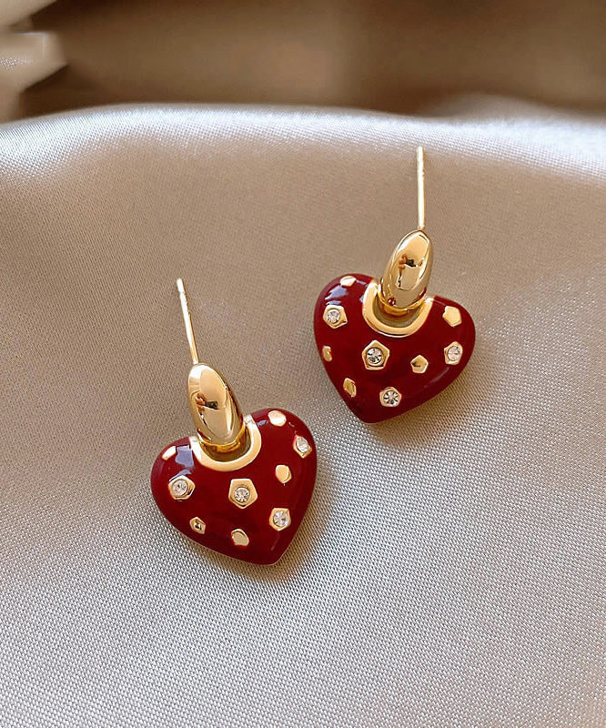 Nouvelles boucles d'oreilles pendantes en alliage de cuivre rouge et zircon - TrendAura