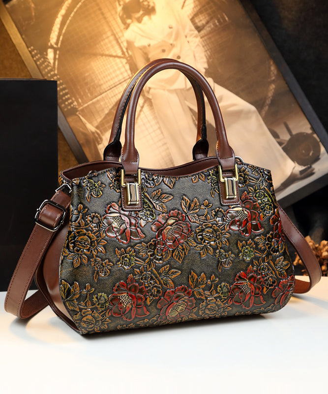 Nouveaux sacs à main rétro marron gaufrés solides et durables pour femmes - TrendAura