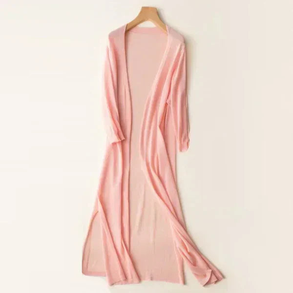 Lightweight Women's Long Knit Cardigan — Summer to Autumn Layering Poncho