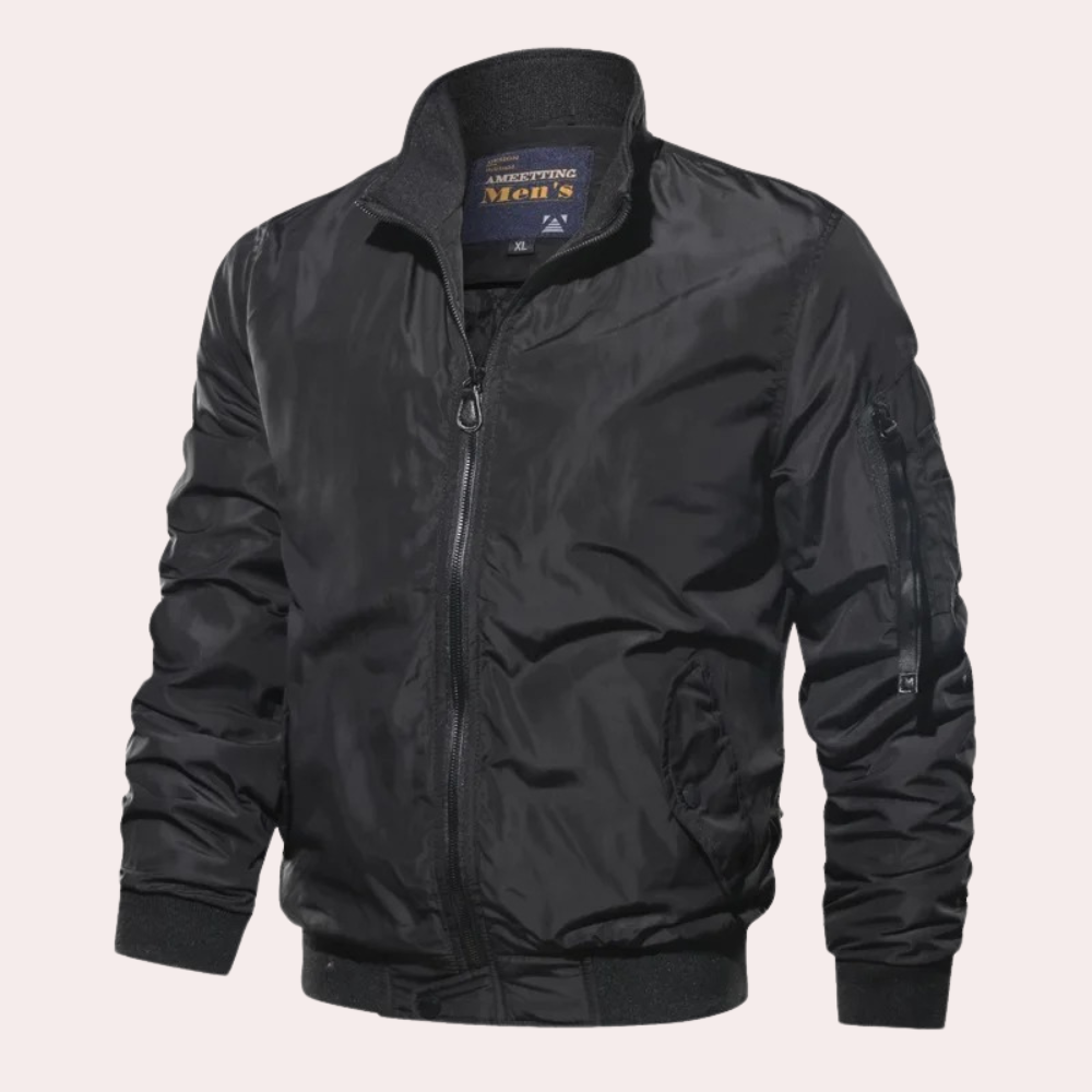 Anthony Classic Bomber Style Men's Zipper Jacket Olive Green Lightweight Outerwear