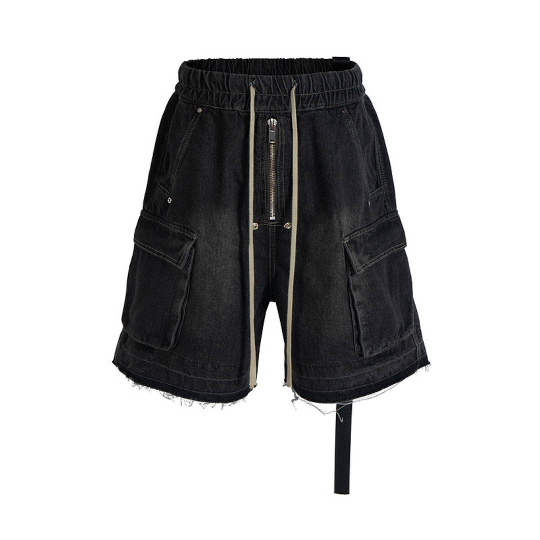 Gradient Faded Denim Cargo Shorts