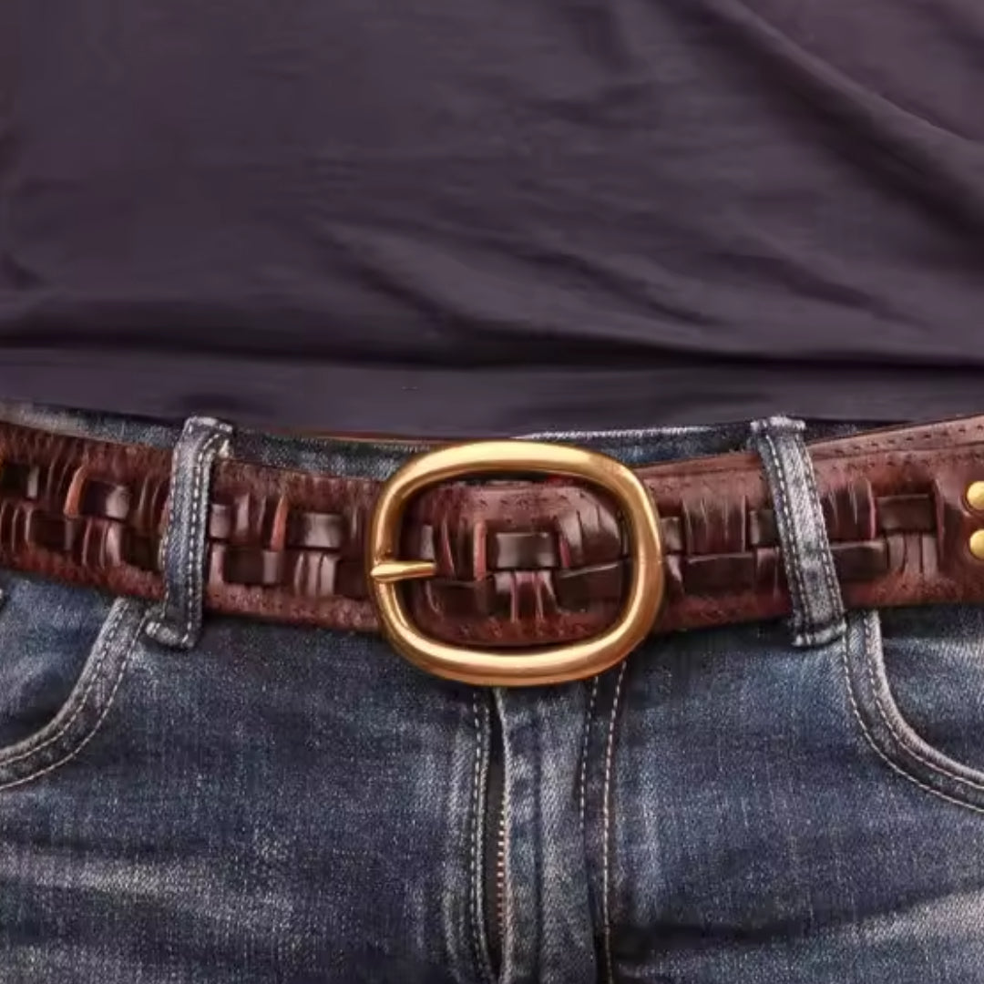 Weave Copper Leather Belt