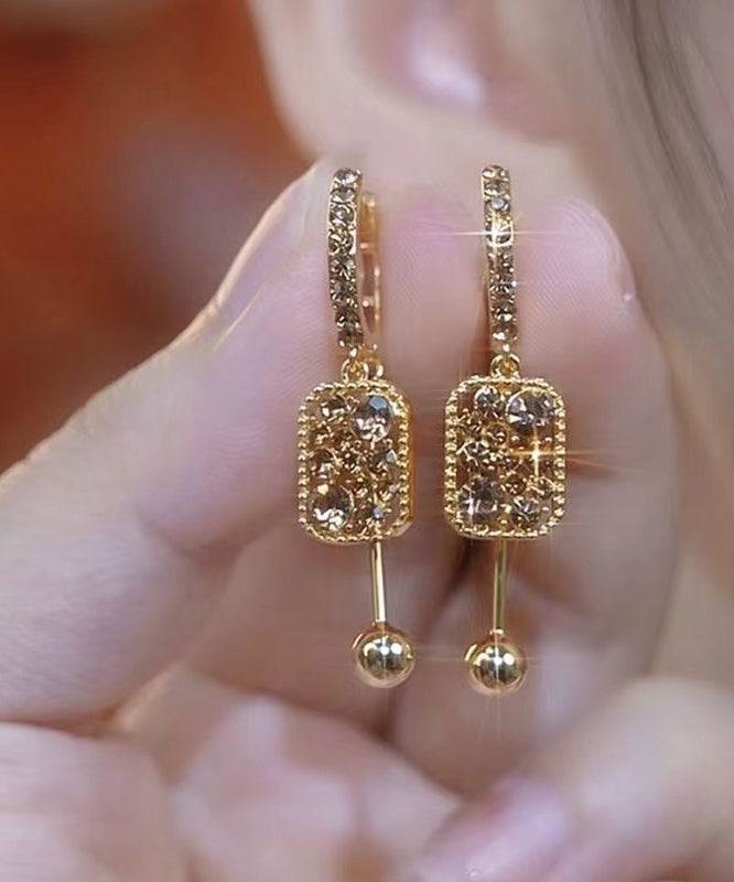 Boucles d'oreilles pendantes fantaisie en argent sterling et cristal de zircon surdoré - TrendAura