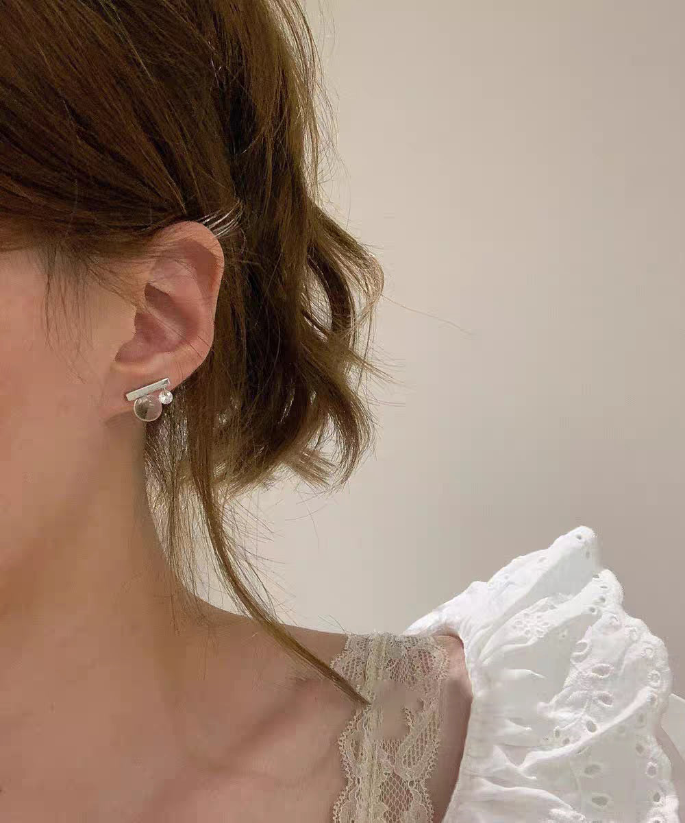 Boucles d'oreilles à tige fantaisie en alliage d'argent sterling et boule de cristal - TrendAura