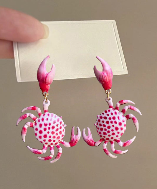 Boucles d'oreilles pendantes fantaisie en forme de crabe avec surdorure en cuivre rose - TrendAura