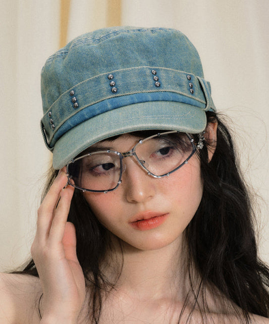 Chapeau breton en denim bleu à rivets fantaisie Vogue - TrendAura