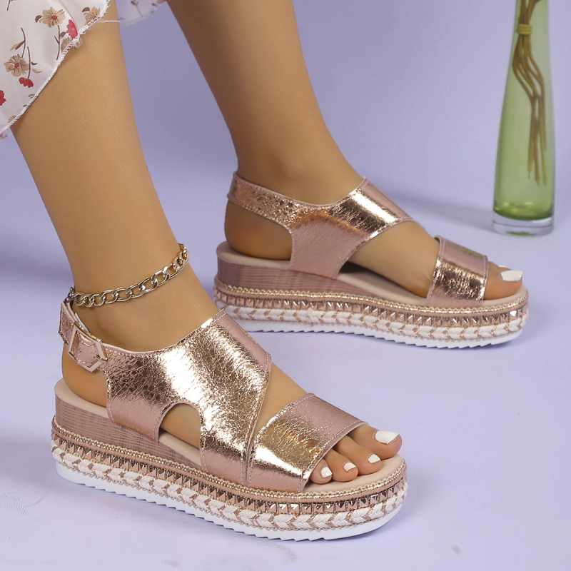 Women's Platform Sandals with Adjustable Straps and Sturdy Base
