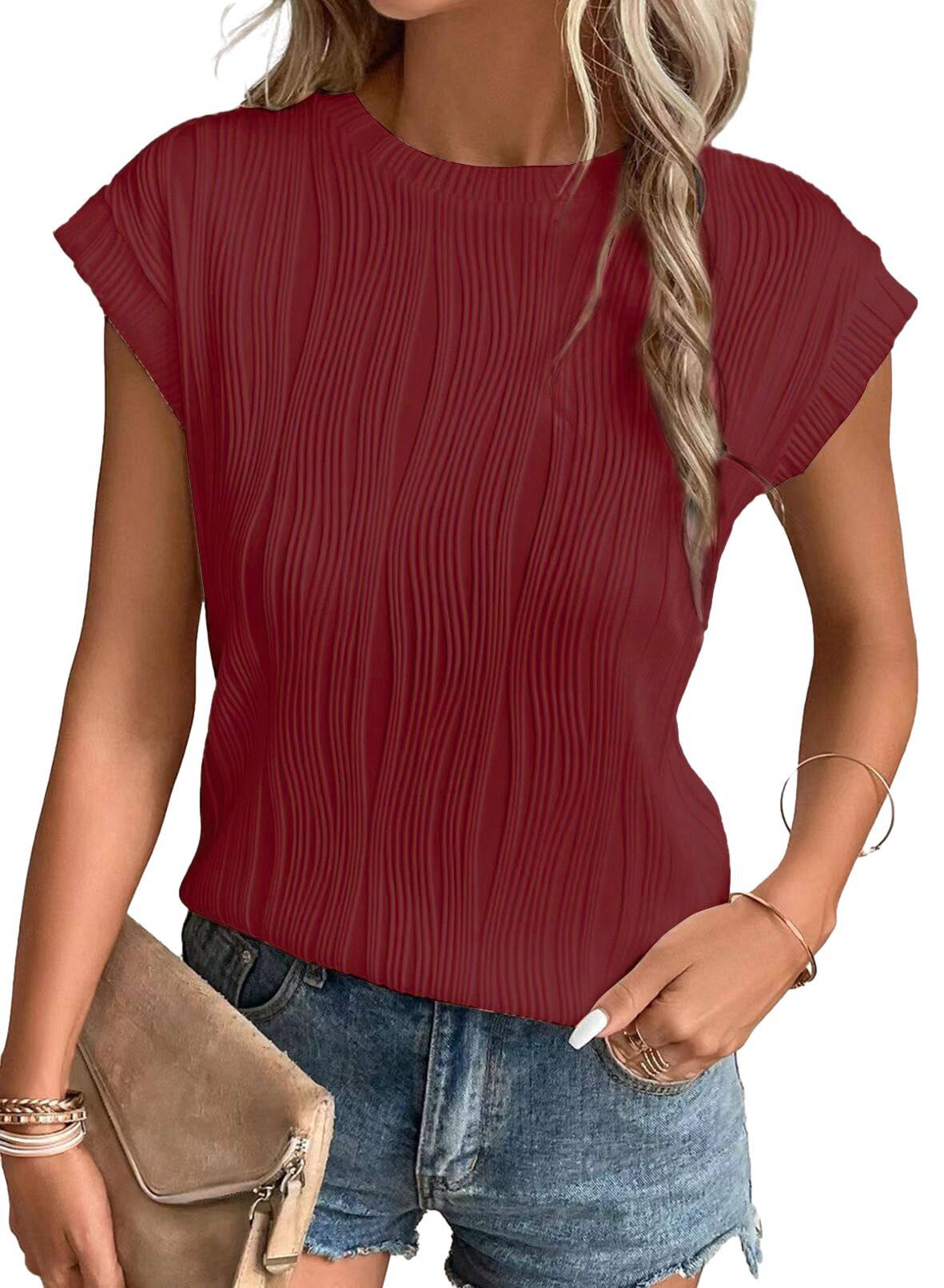 Casual round neck t-shirt for women - soft and elegant