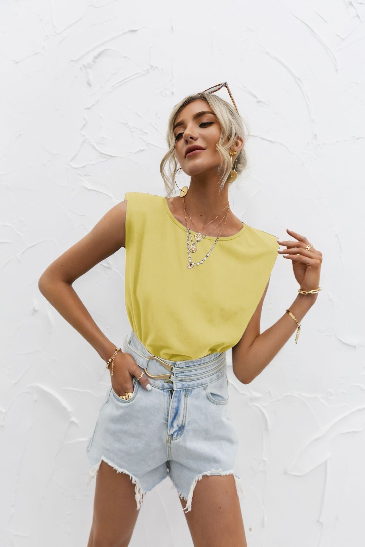 Women’s Short Sleeve Top – Relaxed Fit – Extended Shoulders – Lightweight Cotton Blend
