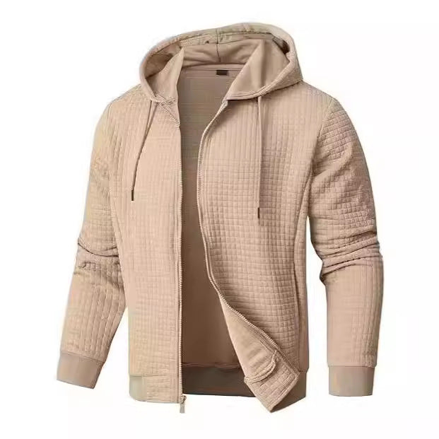 Men's Hooded Quilted Bomber Jacket Zip Front With Pockets By TrendAura For Fall Style