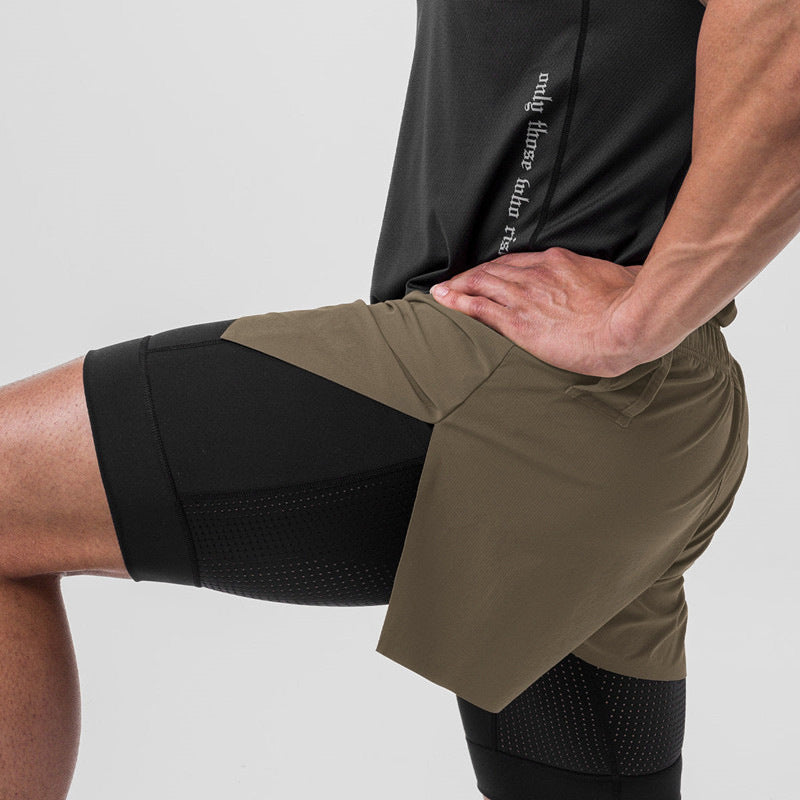 Men's Training Shorts Double Layer Design Compression Breathable Lightweight Performance Shorts