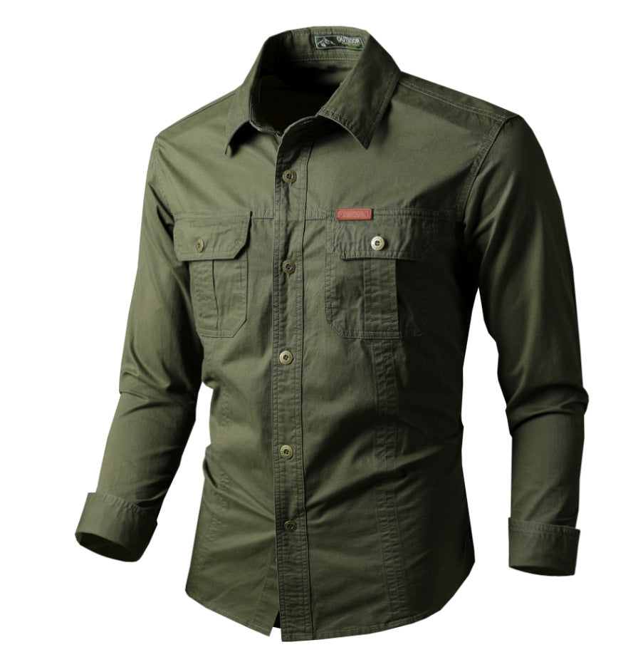 TrendAura Men's Rugged Outdoor Shirt With Long Sleeves Button Closure Classic Collar And Two Chest Pockets