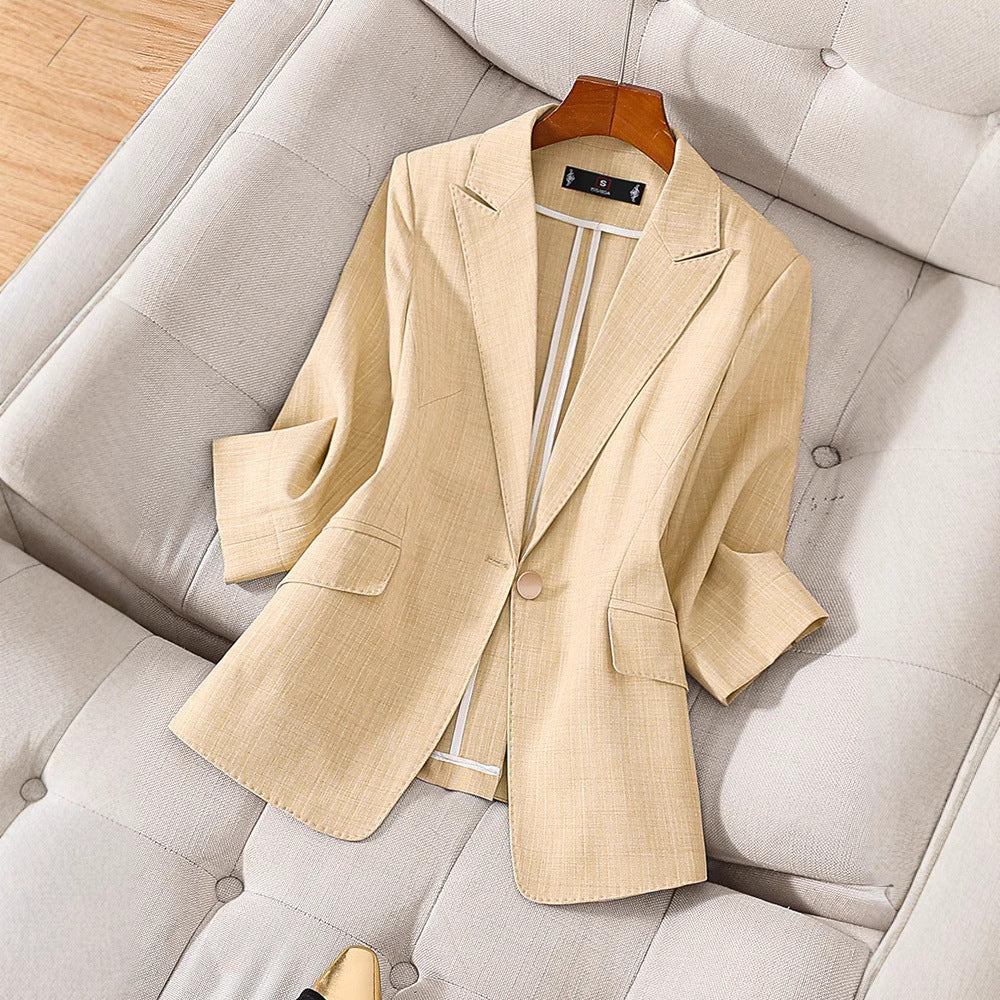 Women's Blazer – Tailored Fit – Luxurious Fabric – 3/4 Sleeves – Notch Lapel