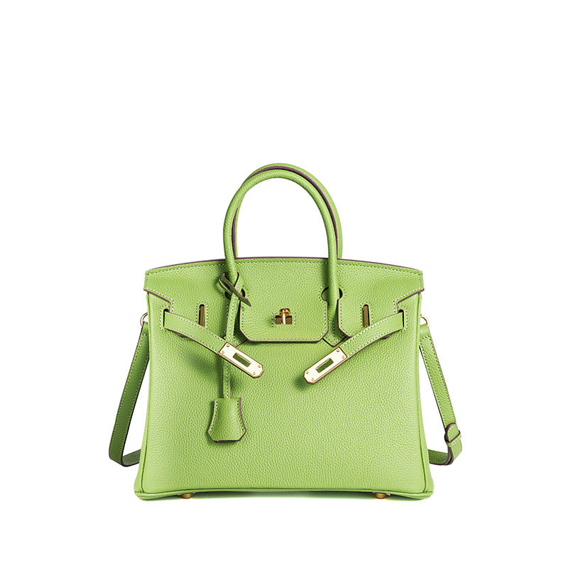 TrendAura Jessica Structured Leather Handbag - Timeless Elegance With Flap Closure And Detachable Strap