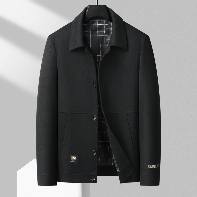 Mens Wool Blend Blazer With Structured Fit Spread Collar Button Closure Lined For Refined Tailoring Nordisk Flair