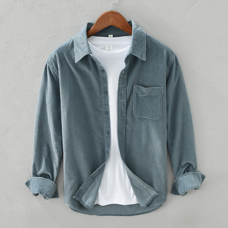 Max Cord Overshirt For Men, Elegant Retro Style, Textured Cord Fabric, Relaxed Fit, Warmth