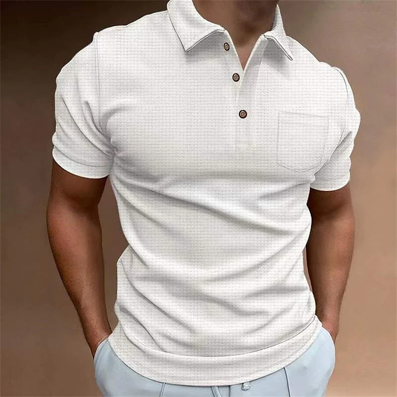 Nordisk Flair Men’s Polo Shirt Slim Fit Pique Knit Chest Pocket Short Sleeve Everyday Style