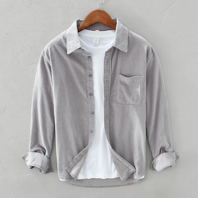 Max Cord Overshirt For Men, Elegant Retro Style, Textured Cord Fabric, Relaxed Fit, Warmth