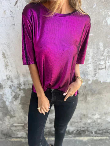 Women’s Blouse – Relaxed Fit – Short Sleeve – Flowy Lightweight Style