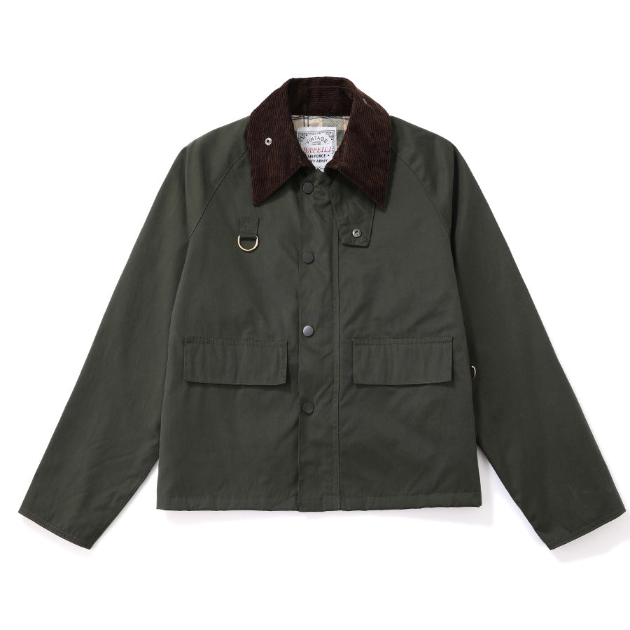 Women's Jacket - Corduroy Collar - Snap Button Closure - Casual Outdoor Wear