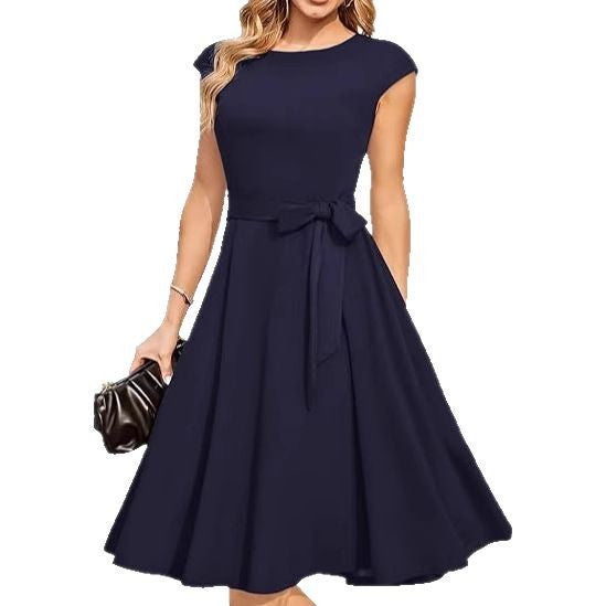 Elodie Midi Dress With Waist Tie Belt, Effortless Chic For Everyday Women, Flattering Silhouette