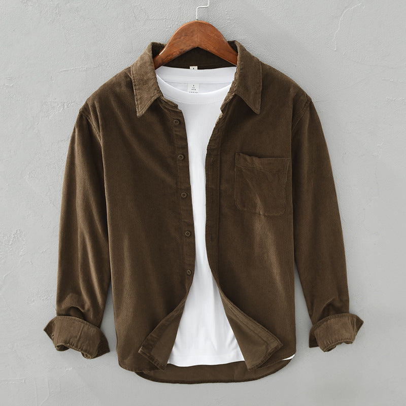 Max Cord Overshirt For Men, Elegant Retro Style, Textured Cord Fabric, Relaxed Fit, Warmth