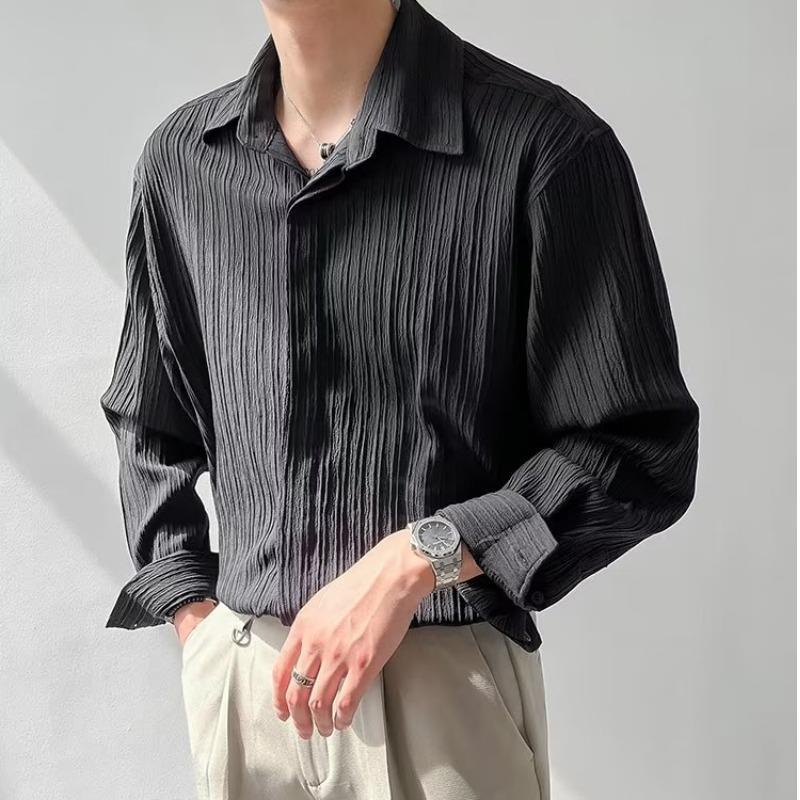 Nordisk Flair Men's Long Sleeve Shirt with Crinkled Texture Relaxed Fit Breathable Design