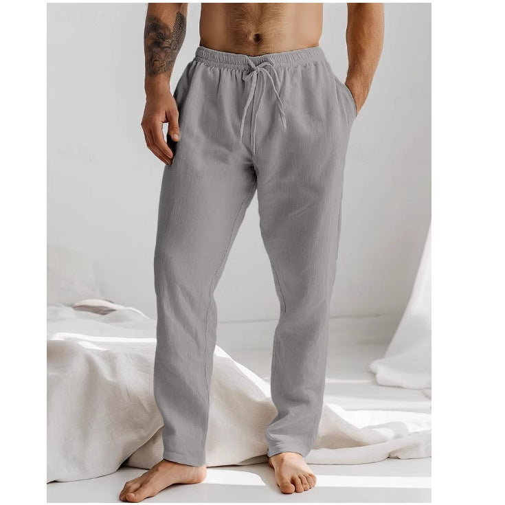 Couture-Moda Mens Linen Pants Breathable Lightweight Relaxed Fit Drawstring Waist