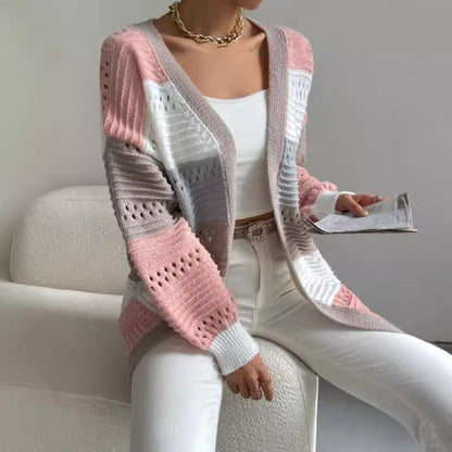 Women's Cardigan – Oversized Fit – Structured Knit – Open Front – Long Sleeves