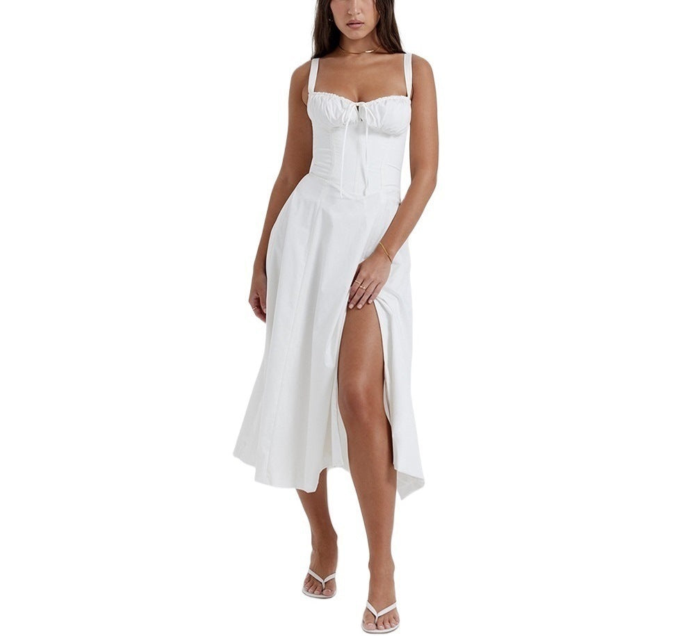 Women's Midi Dress – Sleeveless – Wrap Effect – High Slit – Floral Print – Lightweight