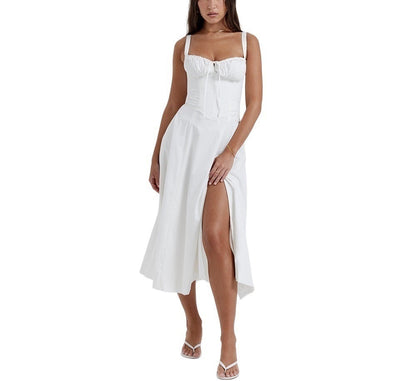 Women's Midi Dress – Sleeveless – Wrap Effect – High Slit – Floral Print – Lightweight