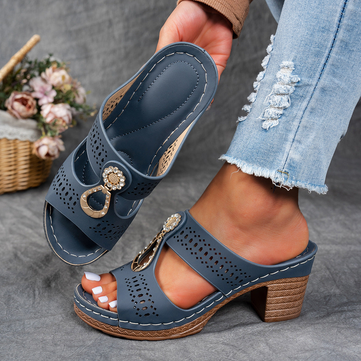 Women's Orthopaedic Rhinestone Flat Sandals