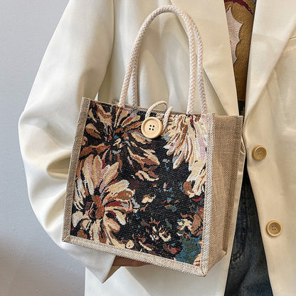 Heather Floral Woven Tote