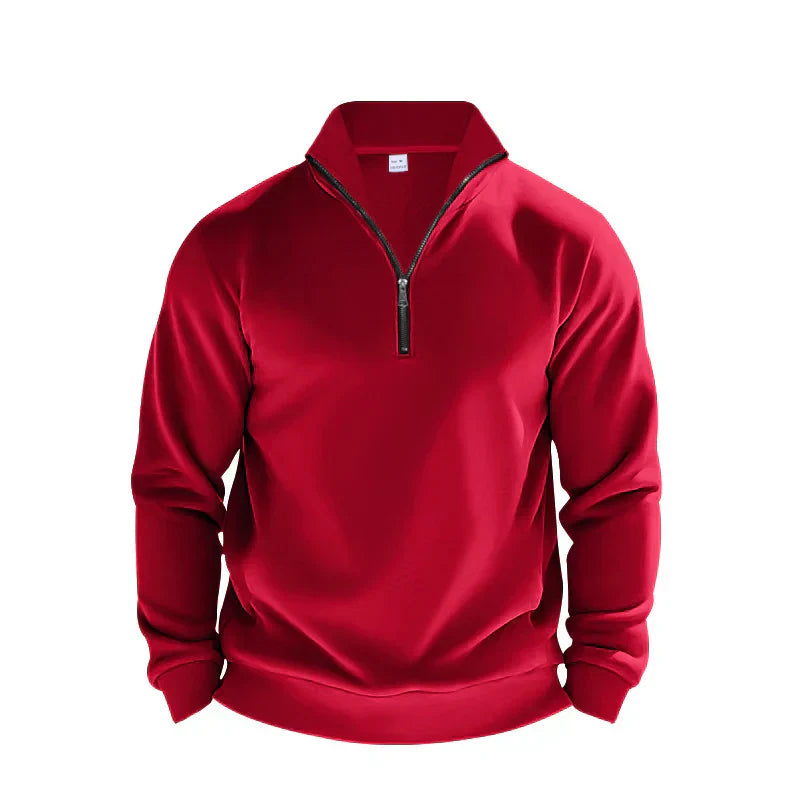 Men's Half Zip Sweater Brushed Knit Relaxed Fit Mock Neck Ribbed Trim Nordisk Flair