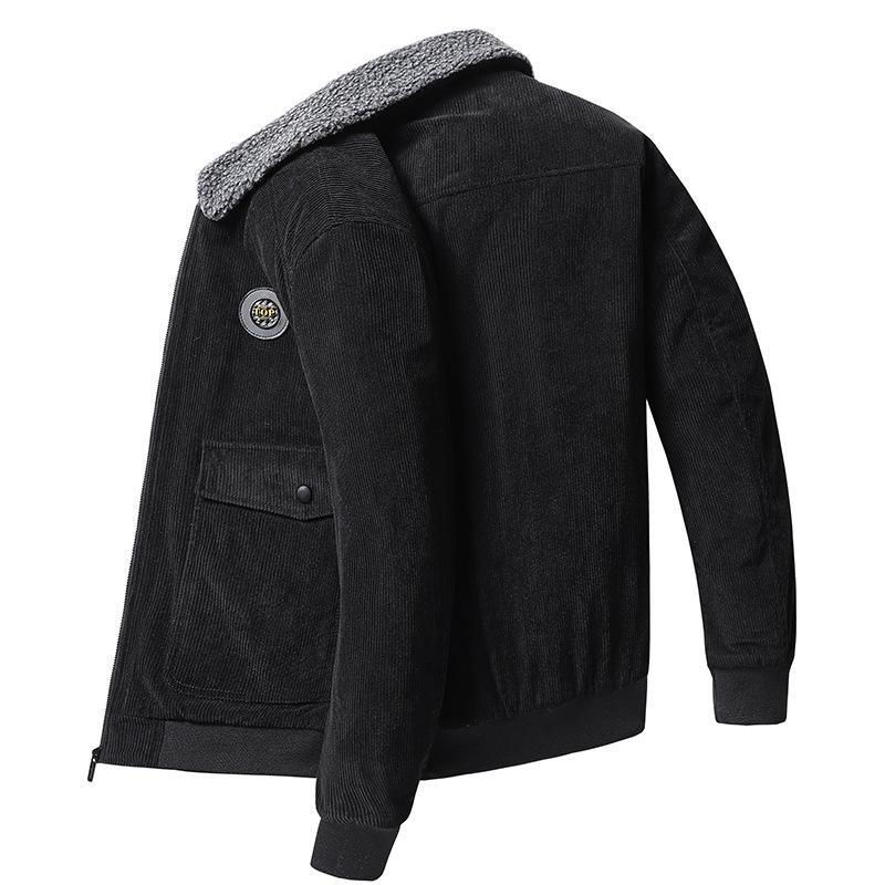Mens Corduroy Jacket With Wool Lining Loose Fit Button Front Flap Pockets Nordisk Flair By TrendAura