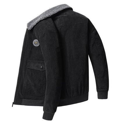 Mens Corduroy Jacket With Wool Lining Loose Fit Button Front Flap Pockets Nordisk Flair By TrendAura