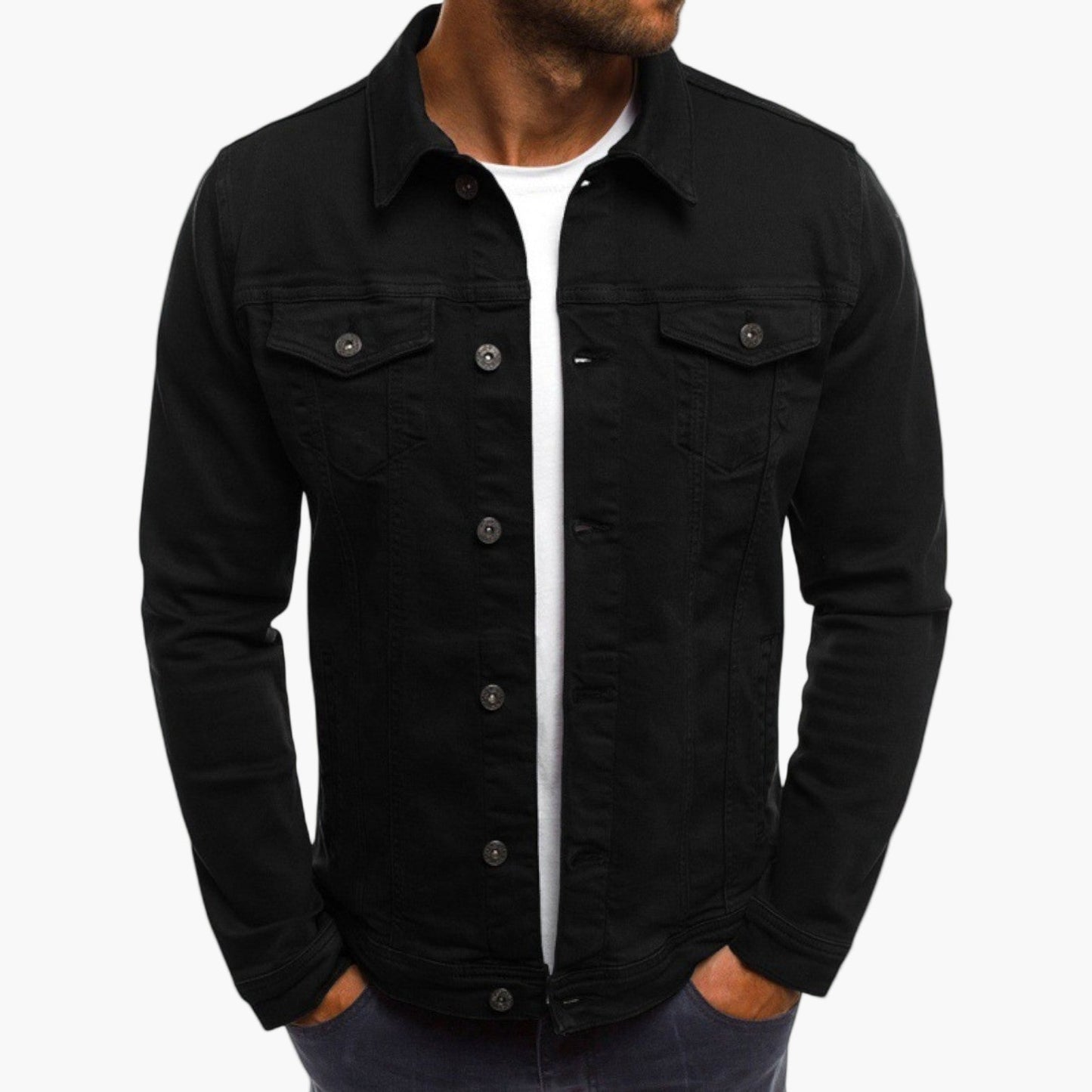 Mens Denim Jacket Modern Slim Fit Versatile Workwear Style For Everyday Casual Office Wear