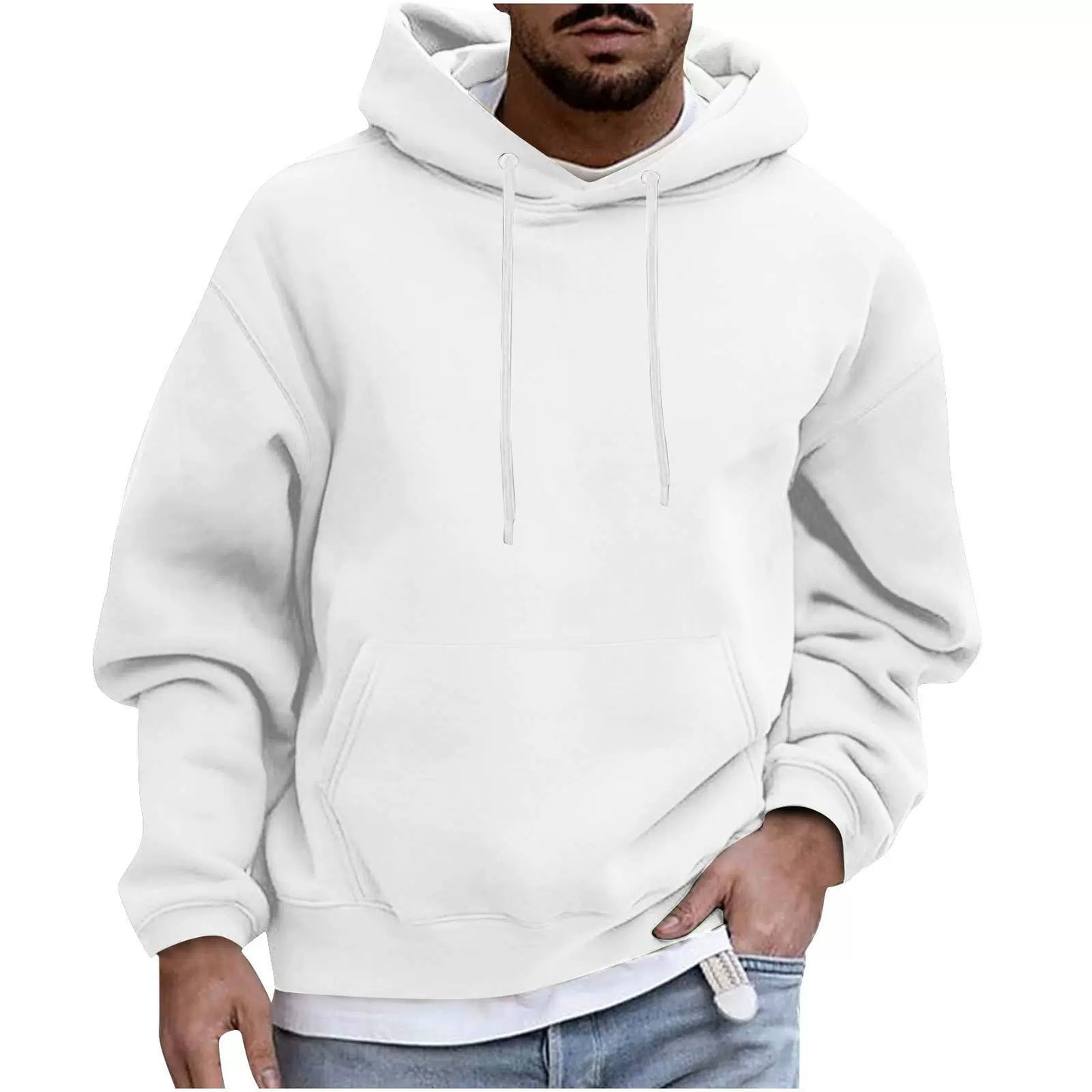 Nordisk Flair Mens Fleece Hoodie Loose Fit Drop Shoulder Kangaroo Pocket Ribbed Hem