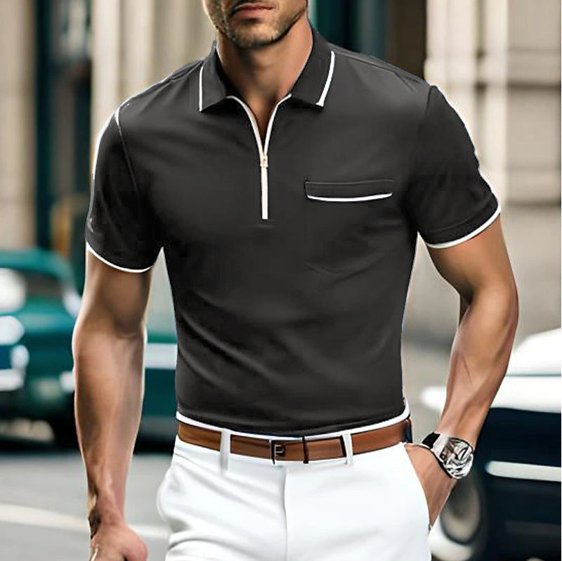 Mens Polo Shirt Breathable Cotton Short Sleeve Classic Collar Regular Fit Comfort