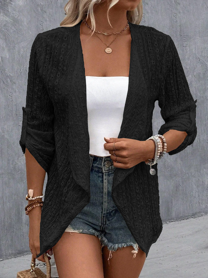 Women's Cardigan – Crocheted Knit – Open Front – Relaxed Fit – Boho Layering