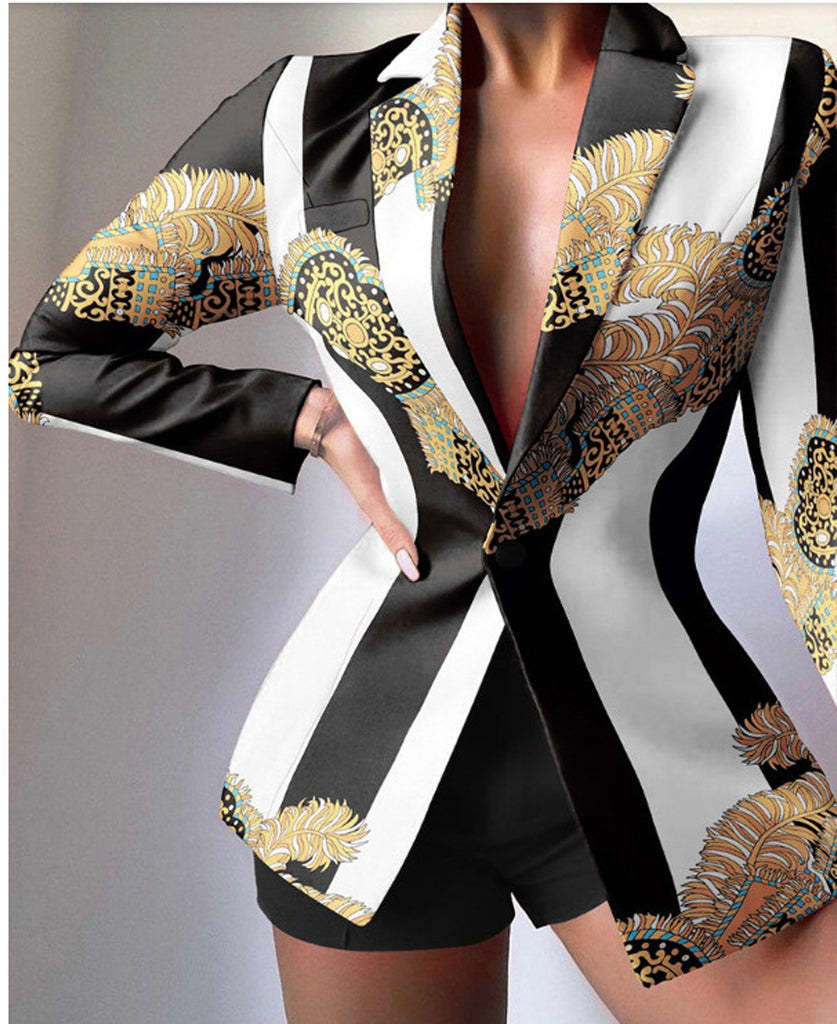 Women’s Blazer – Tailored Fit – Leopard Print – Peaked Lapels – Long Sleeve Statement